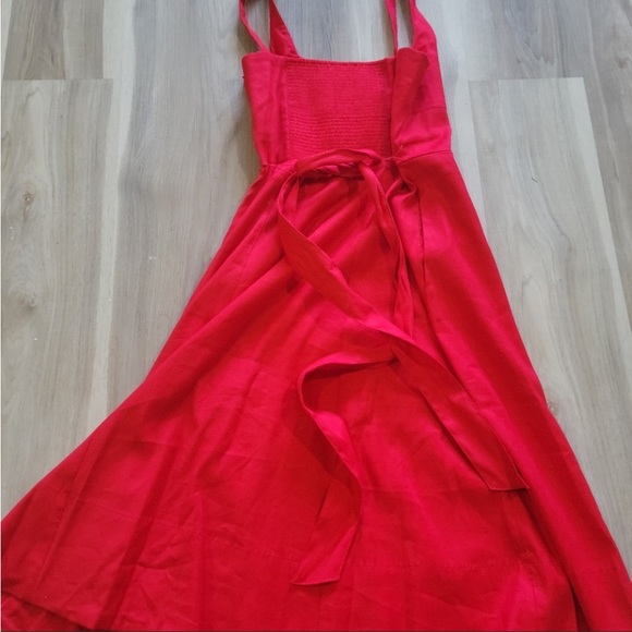🌞NWT Banana Republic Sz6 Red Linen MIDI dress - Picture 2 of 11